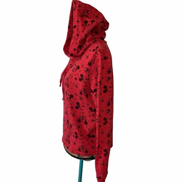 Disney Mickey Mouse Red Pullover Hoodie Jerry Leigh Polyester Hemless LARGE EUC - Picture 5 of 10
